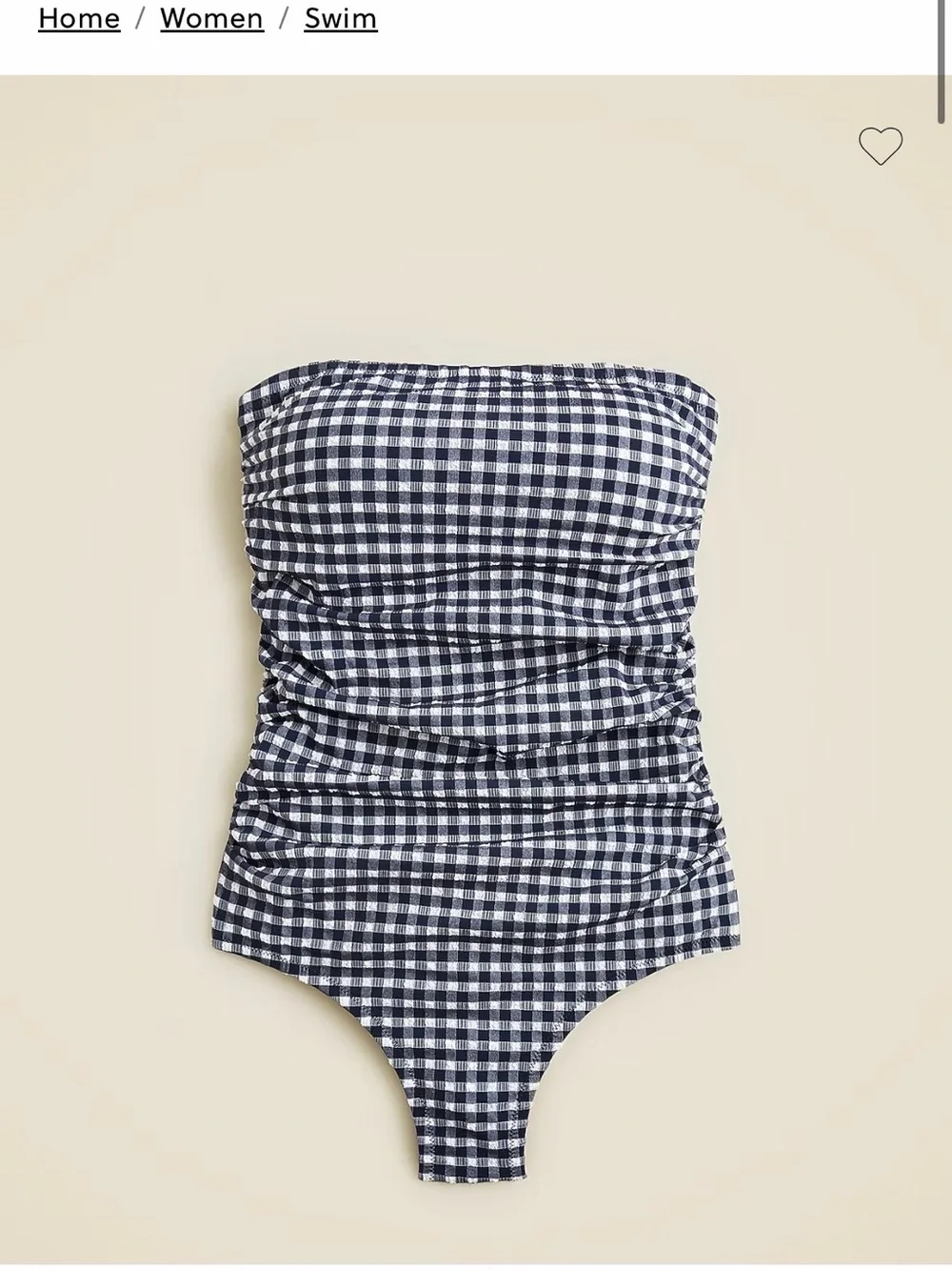 Navy and White Gingham One-Piece Swimsuit - Picture 1 of 7
